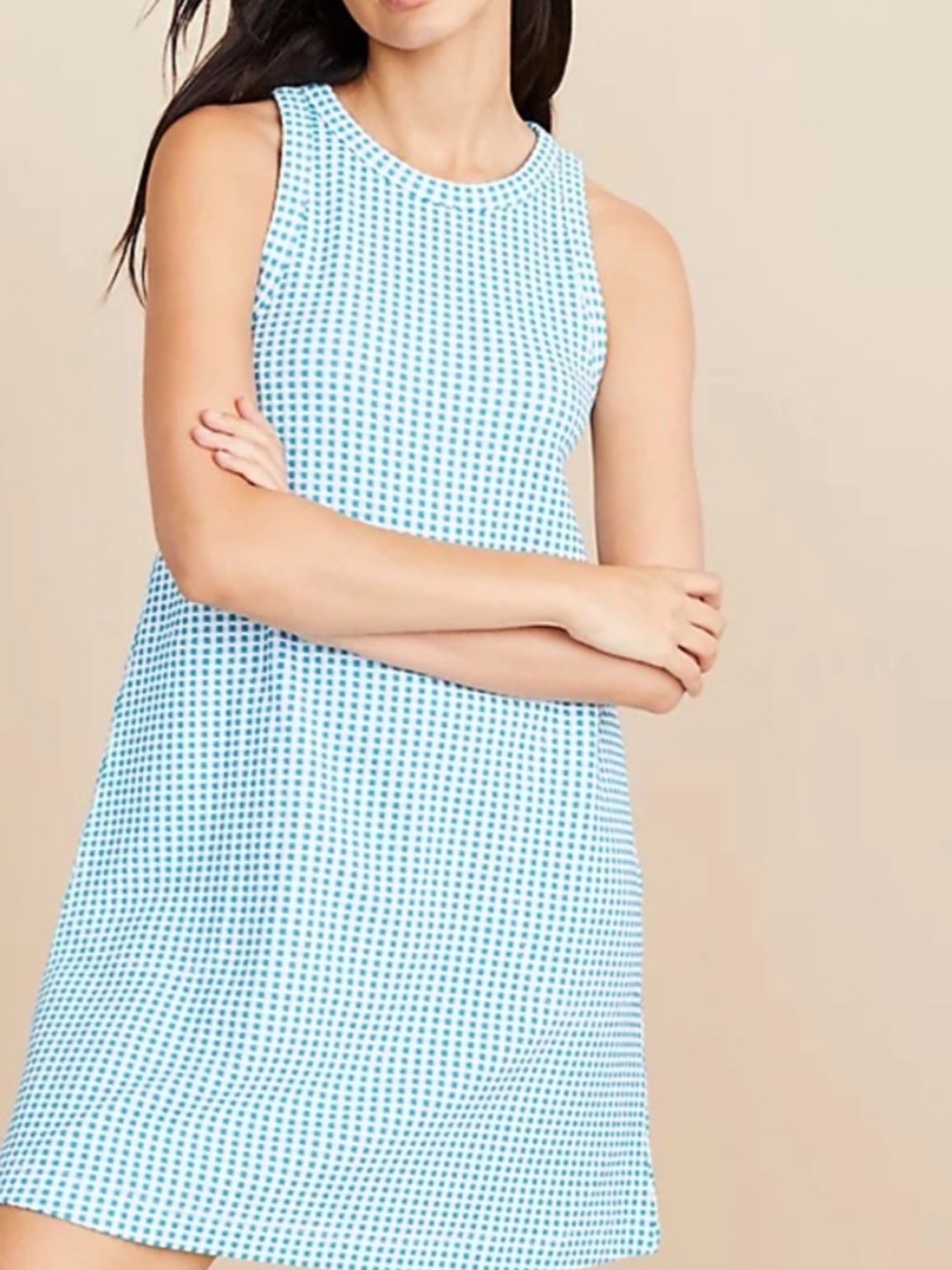 Lou & Grey Light Blue Gingham Sleeveless Dress